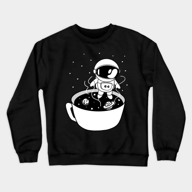 Coffee In Space Cute Astronaut Stars Planet Mug Crewneck Sweatshirt by Foxxy Merch